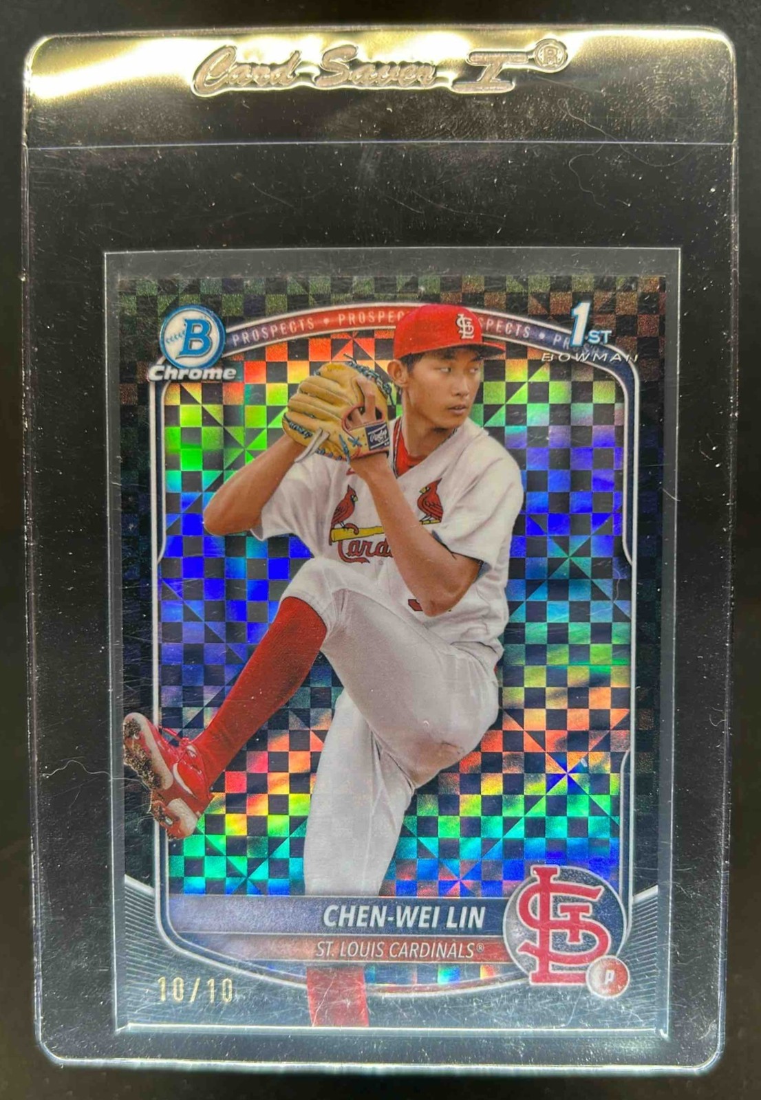 2025 Bowman Chen-Wei Lin Chrome Black X-Fractor 1st Prospect #10/10 Cardinals