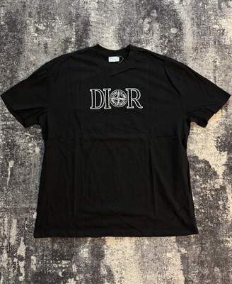 Dior STONE ISLAND Embroidered Black T-Shirt Sz 2XL