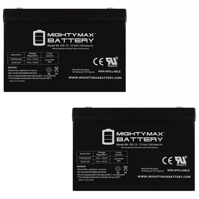 12-Volt 100Ah SLA Replacement Battery Compatible with Leoch LPC12-100 - 2 Pack