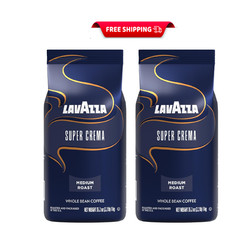 Lavazza Super Crema Whole Bean Coffee Blend, Medium Espresso Roast,4.4 lbs=2 pk 4.54 per pound