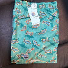 Boys Laguna Shark Print Swim Shorts M 10/12 Polyester Lined UV Quick Dry- NWT