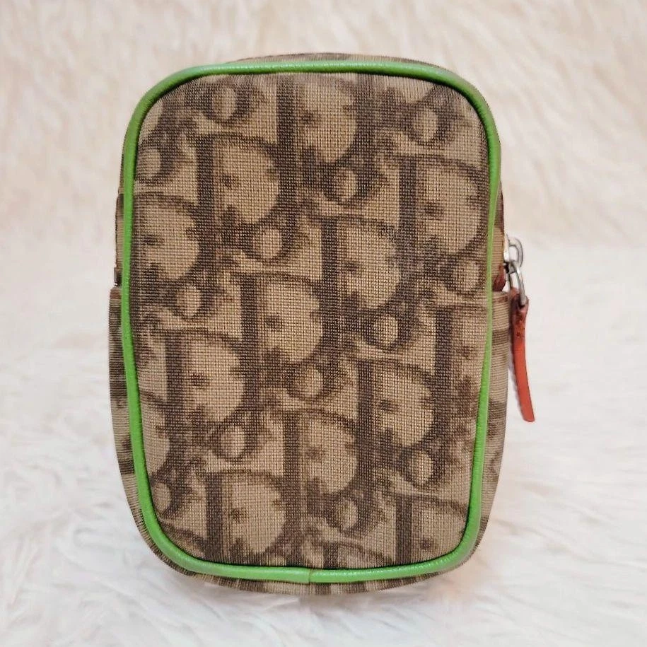 Rare Dior Trotter Pouch Brown Rasta Color Nylon PVC Leather 12.5×9×4cm Vintage - Image 3 of 4