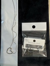 Stainless Steel Heart Necklace and EARRINGS. NWT