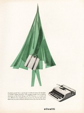 1955 Olivetti Lettera 22 Typewriter: Christmas Tree Vintage Print Ad