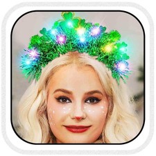 Bessney Light Up Patricks Day Headband Green Shamrock Headbands LED