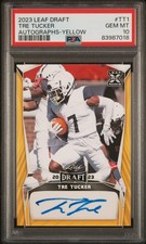 2023 LEAF DRAFT AUTOS YELLOW #TT1 TRE TUCKER PSA 10