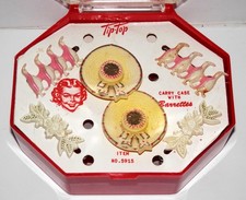 Vintage 50  s-60  s Tip Top Case With 3pr. Hard Plastic Novelty Barrettes NOS