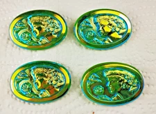 Oval Czech Glass Art Deco Goddess Rose Button Lot