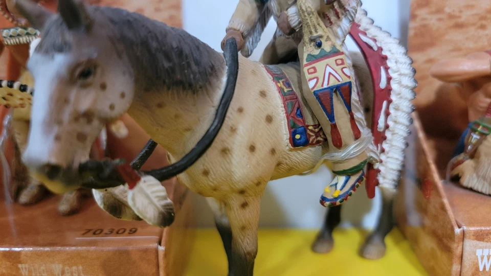 Schleich lote de 7 figuras sioux indios jefes colonos nativos americanos del Salvaje Oeste Foto 4 de 4