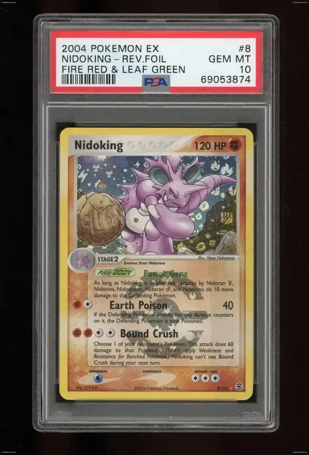 2004 Pokemon EX Fire Red & Leaf Green Nidoking Reverse Holo 8/112 PSA 10 POP 30