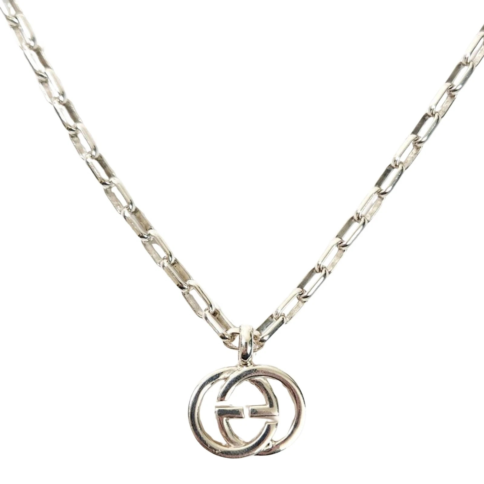 Gucci Double G Argent Collier Bijoux Authentique