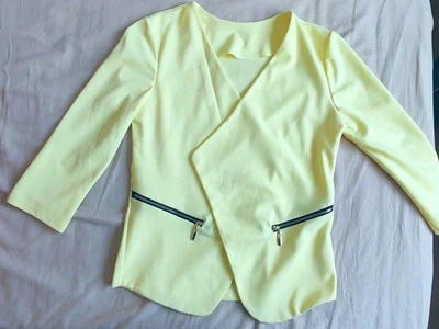 Veste Blazer Jaune Pastel Fluide Coupe Croisée Made in Italy Taille M/38 - Photo 1/4