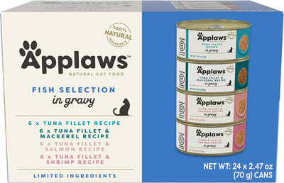Applaws 4-Flavor Fish Variety in Gravy Wet Cat Food 24 Packs, 2.47 oz Cans