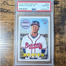 2018 Topps Heritage Ronald Acuna Jr RC PSA 10 Gem Mint #580 Rookie Card