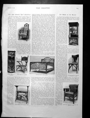 Old Print New French Art Furniture Chairs Bed Windy Day Malta Mass 1901 20th