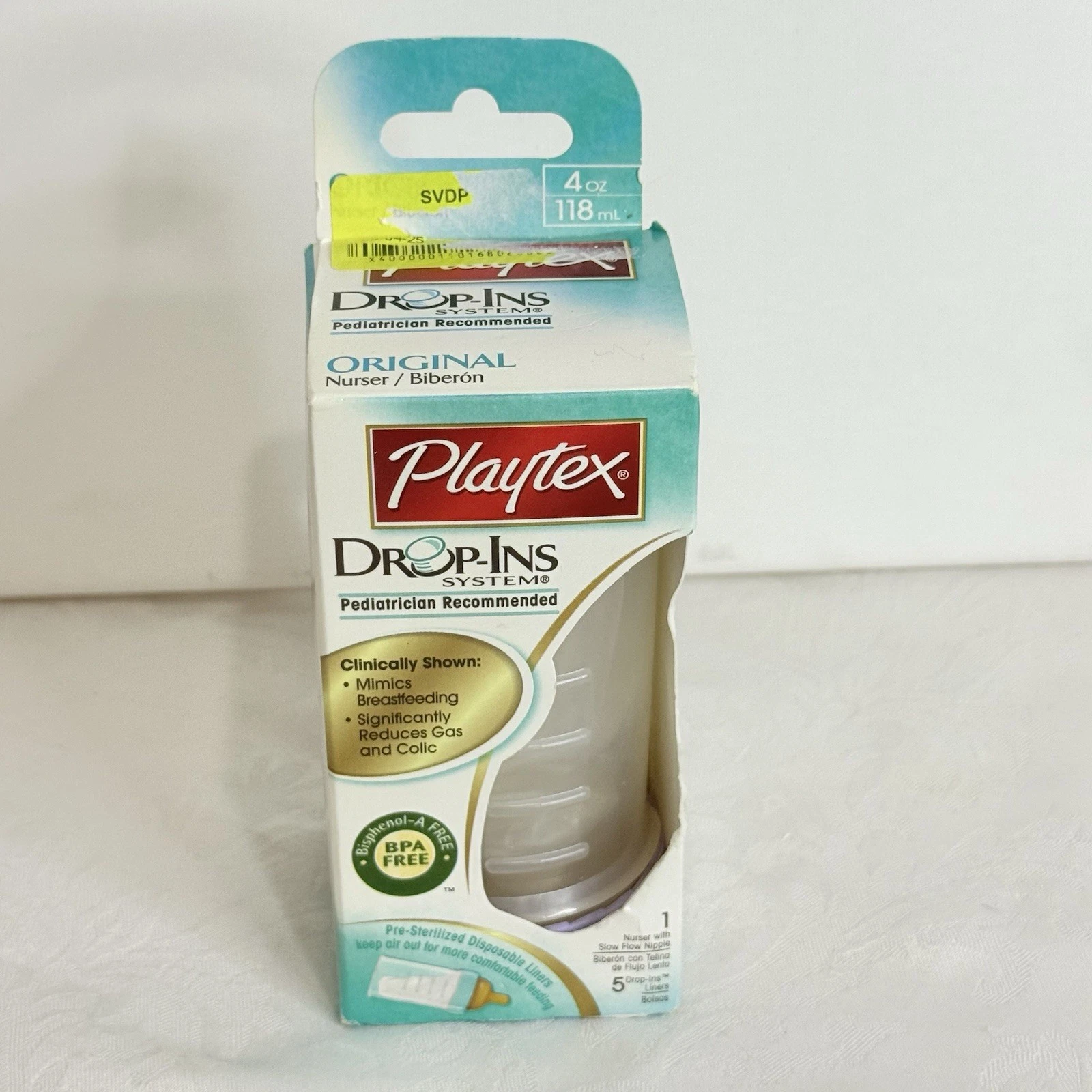Vintage Playtex Drop-Ins 5 Drop Ins Liners 1 Nurser Bottle Slow Flow Nipple