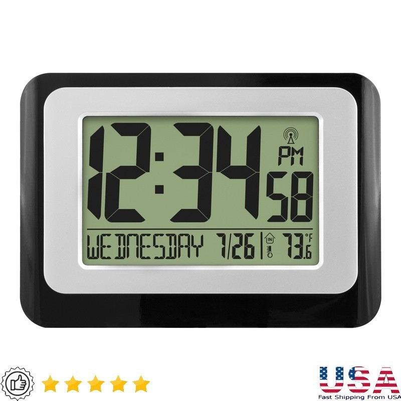 Digital Atomic Clock Temperature Alarm Wireless Battery Multi Time Zones New