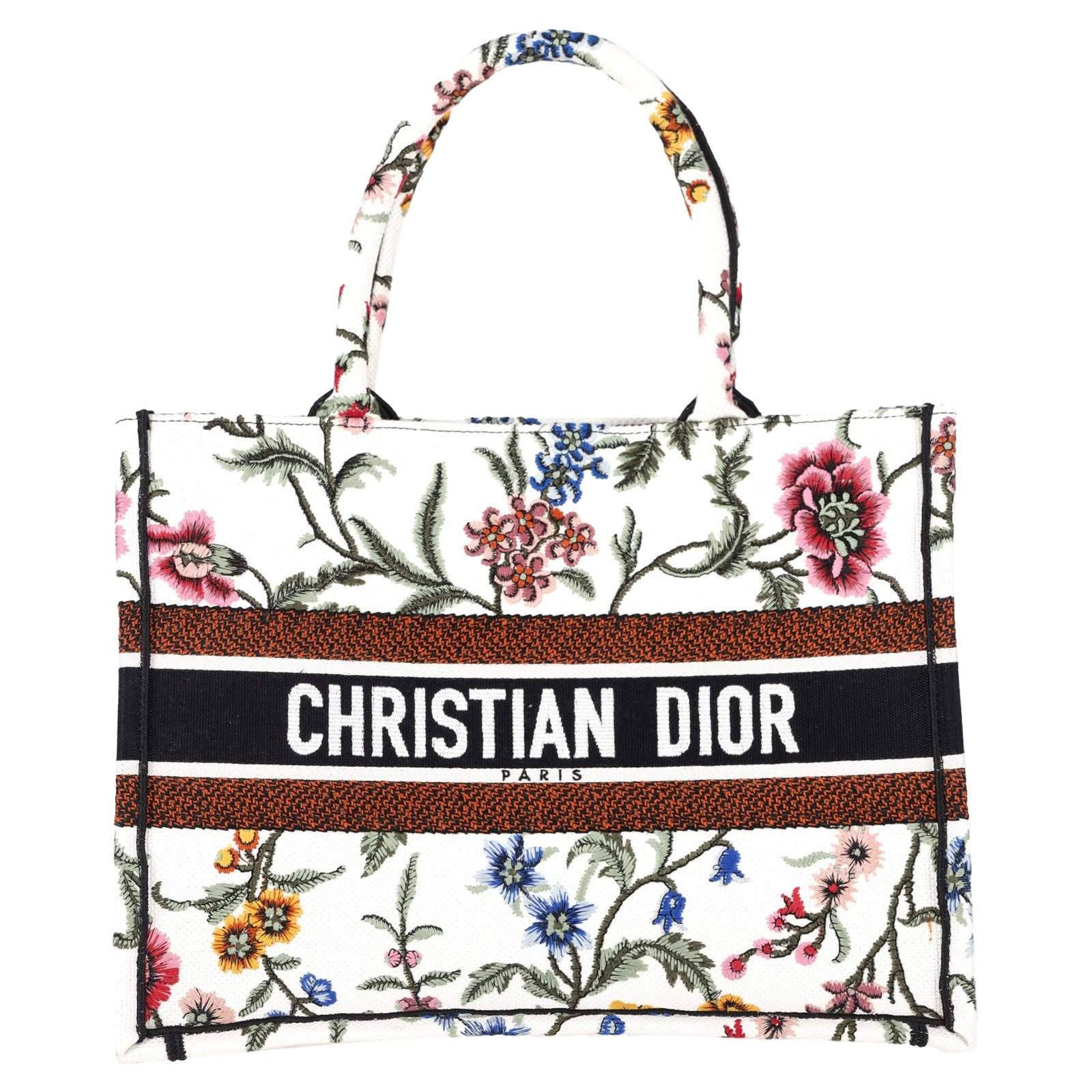 Sac fourre tout Dior brodé moyen rose mutabilis livre en toile femme Multico One