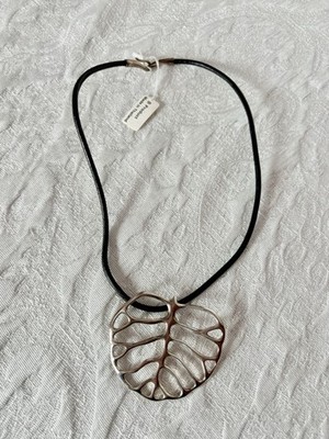 Vtg Angela Cummings AC Studios Signed Modernist Leaf Pendant 925 Sterling Silver