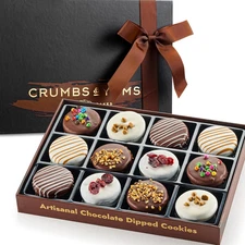 Holiday Christmas Cookies Gift Basket - 12 Gourmet Chocolate Covered Sandwich Co
