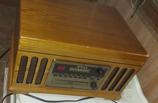 Oak Detrola KM837 Vinyl Record Player CD Cassette Am/Fm Radio Tested/Working