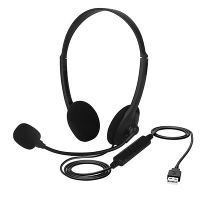 USB Headset With Noise Cancelling Microphone For PC Computer Call Center Office