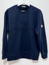 Moncler Navy Logo Sweatshirt Size L Authentic QR Badge Italy