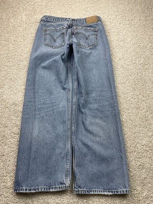 Levis Premium Low Loose Jeans Women 26 Fits 27x28 Blue Wide Leg Baggy