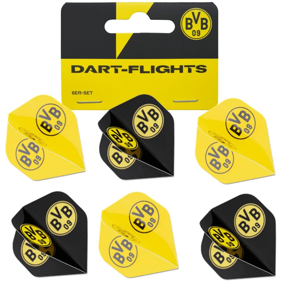 Ailettes De Fléchettes Borussia Dortmund – PVC, Noir Et Jaune – Lot De 6 – Article Officiel BVB 09 – Supporteur