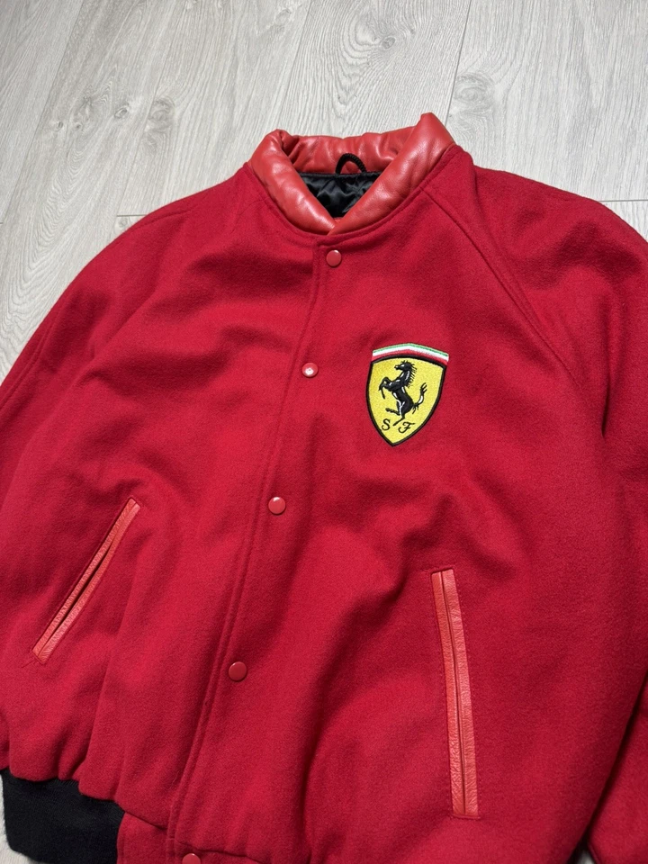 Vintage Ferrari Racing Wool Leather Jacket 1996 Size M - Image 2 of 4
