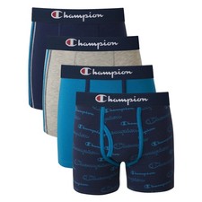 Champion Boys  Boxer Briefs, Cotton Stretch, Moisture-Wicking 4 Pack Medium