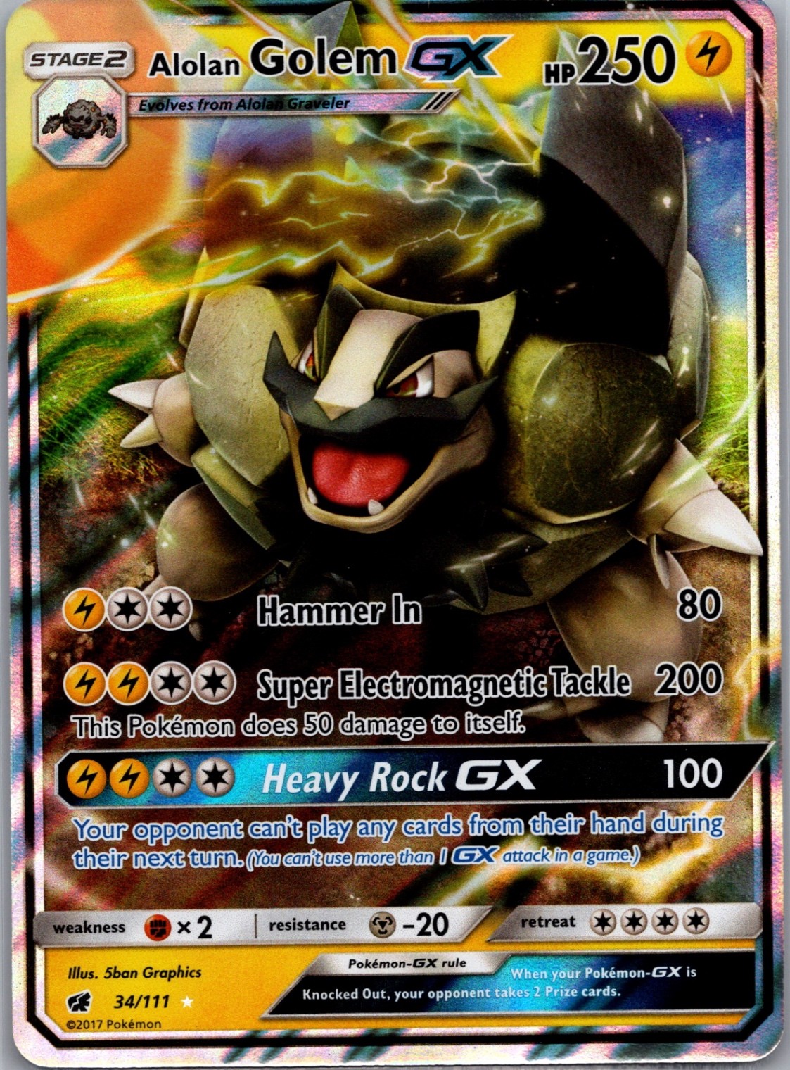 Alolan Golem GX Ultra Rare SM - Crimson Invasion 34/111 NM