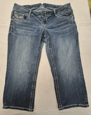 VIGOSS Capri Jeans Womens Size 20 Chelsea Fit MidRise Fancy Stitching Inseam 21"