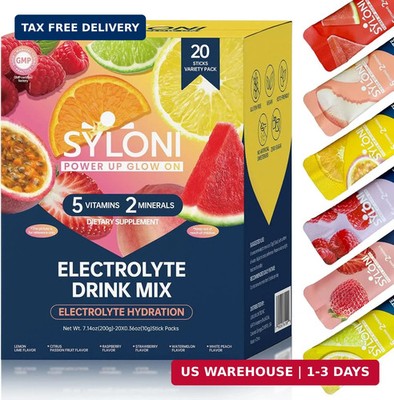 Pack(20 Sticks), Sugar Free Hydration Packets Electrolyte Drink Mix with 7 Vitam