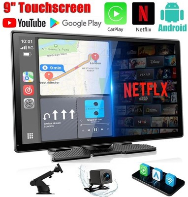 9'' Wireless-Apple-CarPlay mit YouTube/Netflix/TikTok Android Auto+Rückfahrkamera