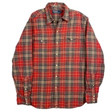 Vintage Polo Ralph Lauren Pearl Snap Long Sleeve Shirt Men  s Large Red Cotton