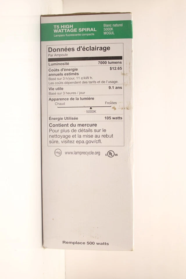 Halco ProLume T5 Natural White Spiral Bulb CFL 105/50/E39/277V 105 Watt 5000K - Image 3 of 3