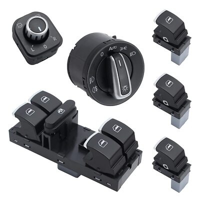 Lichtschalter Spiegel Set Fensterheberschalter Für VW Golf 5 6 Passat 3C Leon