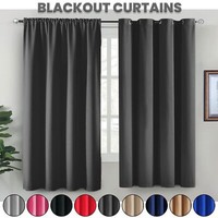 Thermal Small Blackout Curtains Ring Top Bedroom Kitchen Short Window Curtain