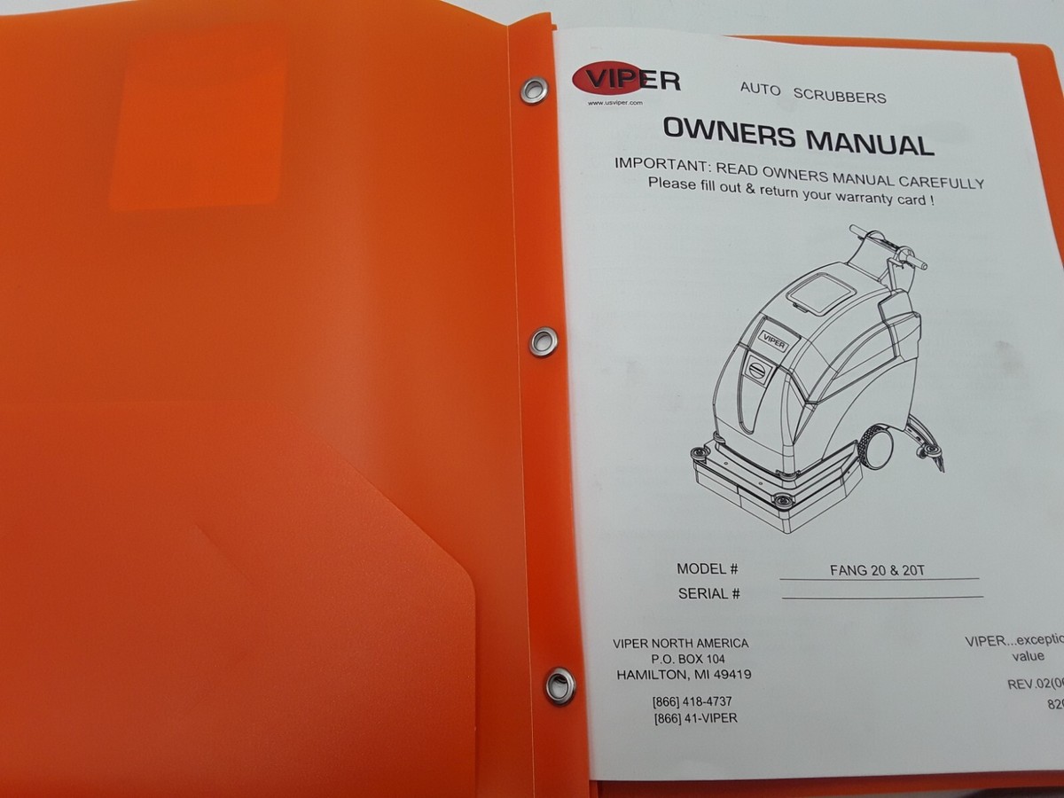 VIPER AUTO SCRUBBER OWNERS MANUAL FANG 20 &20t | eBay