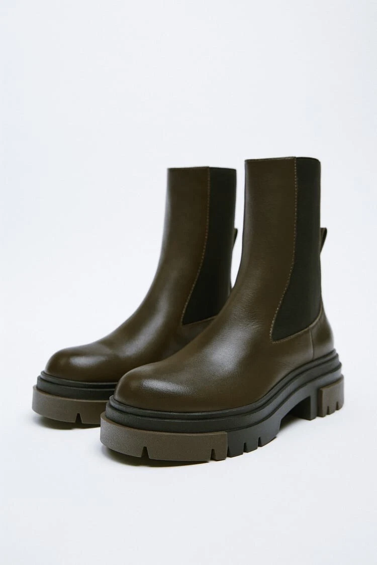 Green ankle clearance boots zara