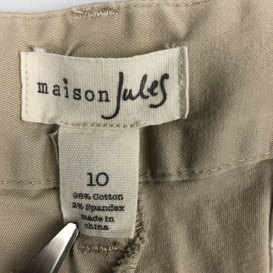Maison Jules Tan Casual Weekender Bermuda Shorts Chino Khaki Women's Size 10 - Image 2 of 4