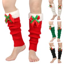 Women Winter Warm Feetless Socks Christmas Knit Leg Warmers Yoga Leg Warmers