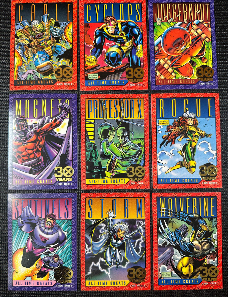 1993 X-Men Series 2 - 30 years GOLD FOIL Stamped Complete Set (G1-G9) - CLEAN!