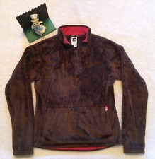 Womens M The North Face Fleece Jacket 1/2 Zip Pullover Brown Fuzzy SOFT Pile
