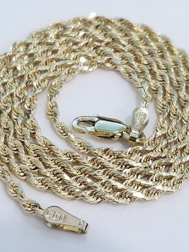 Collar de oro amarillo 10k 100 % real cadena de cuerda hueca 2 mm 16" pulgadas - Imagen 5 de 6