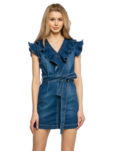 Mini abito in denim scuro con ruches e cintura in jeans Twinset Actitude |  eBay