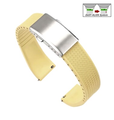 Easy-Klick Premium FKM-Kautschuk Uhrenarmband Modell Texturo-S beige 19 mm