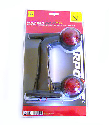2x Carpoint Highlighter Lamps 20 CM 90° Red/White 24V 04.139.46