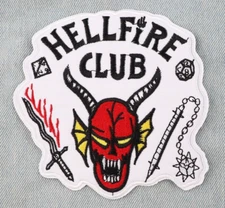 Stranger Things Hellfire Club  Large White Embroidered Iron-on PATCH